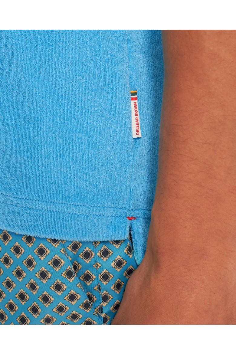 Terry Towelling Tailored Fit Towelling Polo Shirt, Alternate, color, Aqua Blue