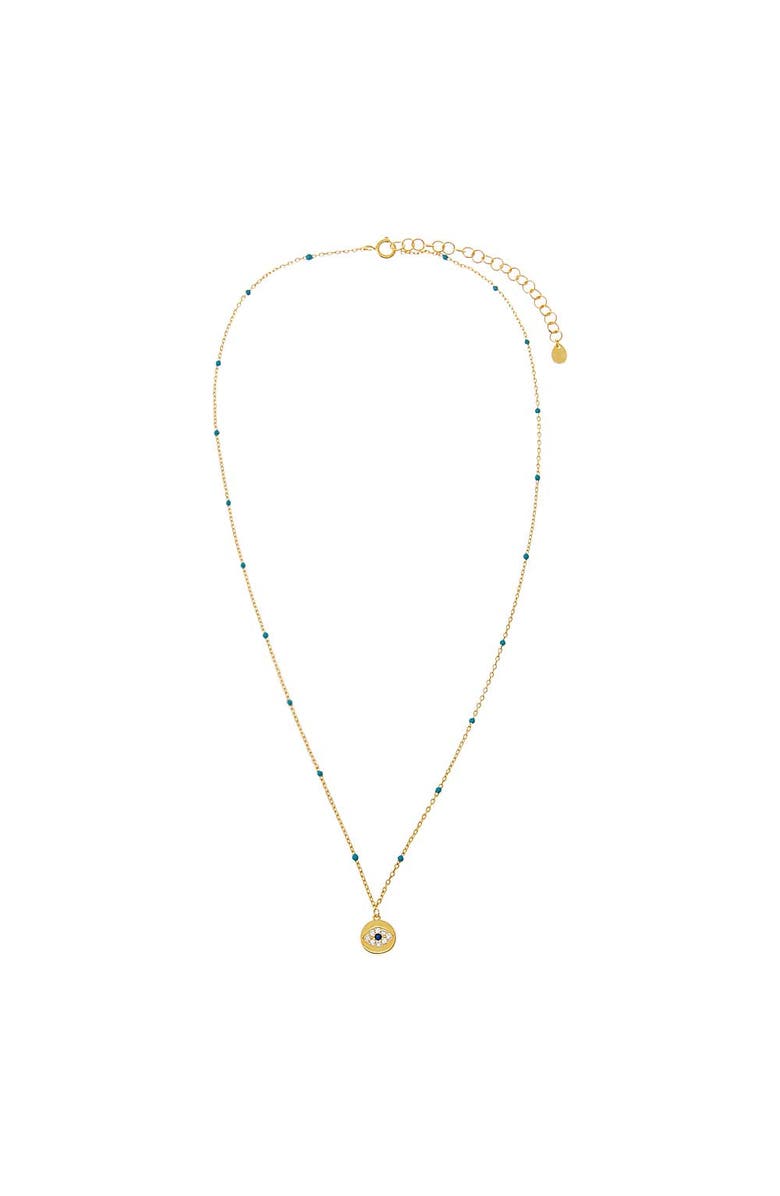 BY ADINA EDEN Colored Enamel Evil Eye Disc Necklace, Alternate, color, Sapphire Blue