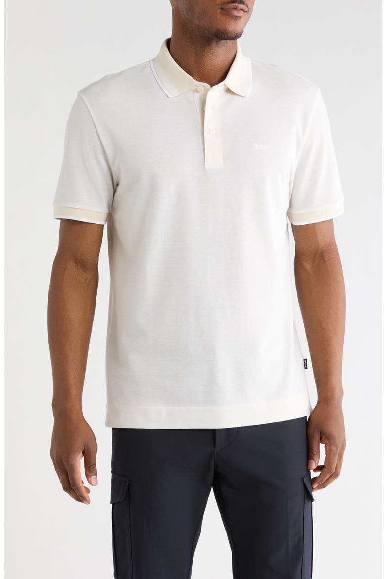 Prout Tipped Cotton Piqué Polo, Main, color, OPEN WHITE