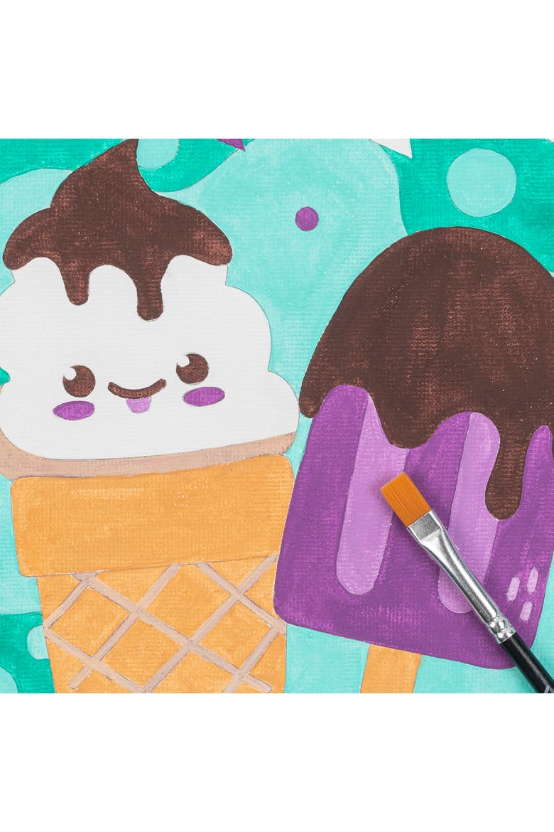 Acrylic Mini Paint By Number Kit, Ice Cream, 6 x 6 Inch Canvas, Alternate, color, Multicolored