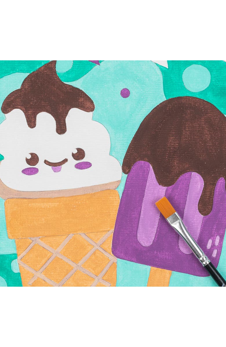 Brea Reese Vivid Acrylic Mini Paint By Number Kit, Ice Cream, 6 x 6 Inch Canvas, Alternate, color, Multicolored