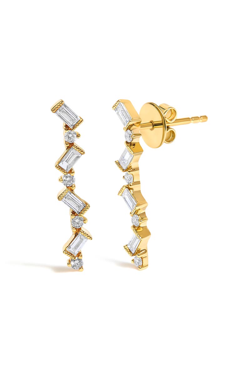 14K Yellow Gold 1/2 Cttw Diamond Zig Zag Drop Earrings, Alternate, color, Yellow