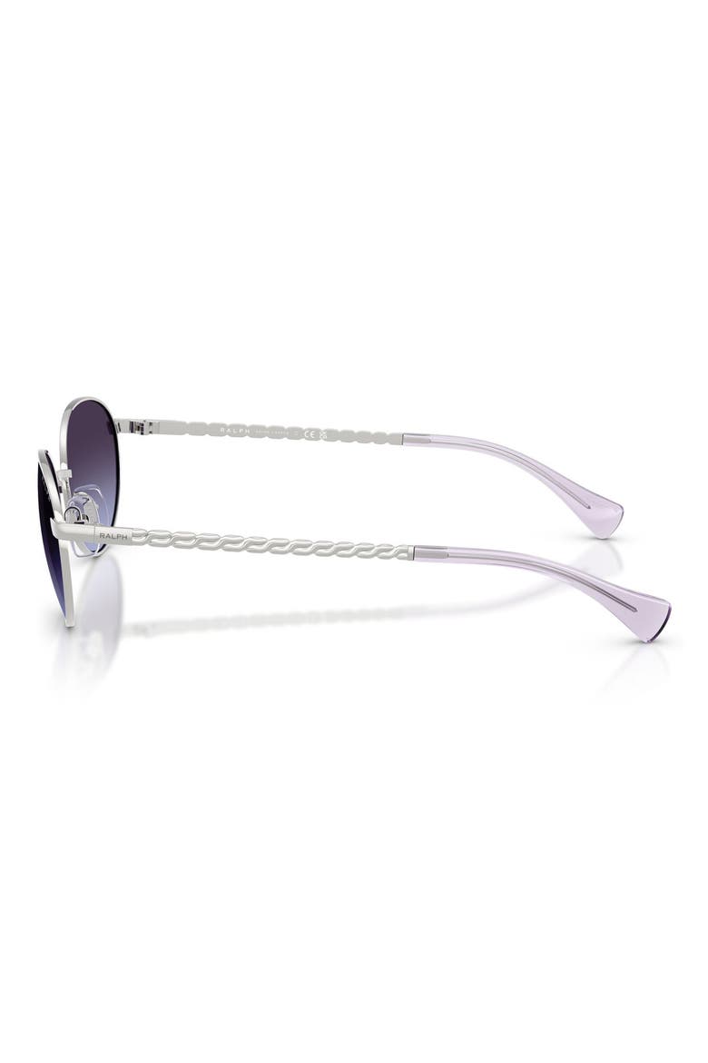 55mm Oval Sunglasses, Alternate, color, SHINY SILVER / GRADIENT BLU