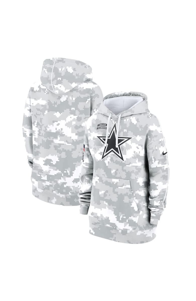 Nike Women's Nike Arctic Camo Dallas Cowboys 2024 Salute To Service Club Fleece Oversized Pullover Hoodie, Alternate, color, 