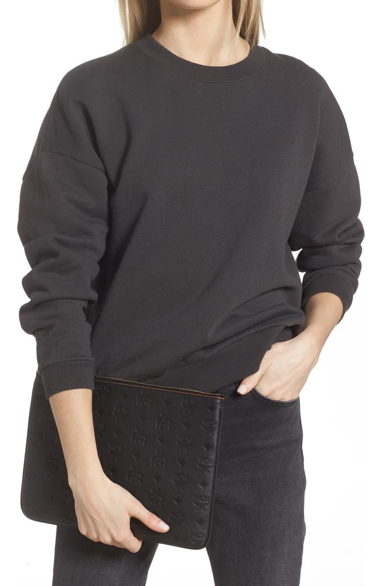 MCM Klara Monogram Leather Crossbody Pouch, Alternate, color,