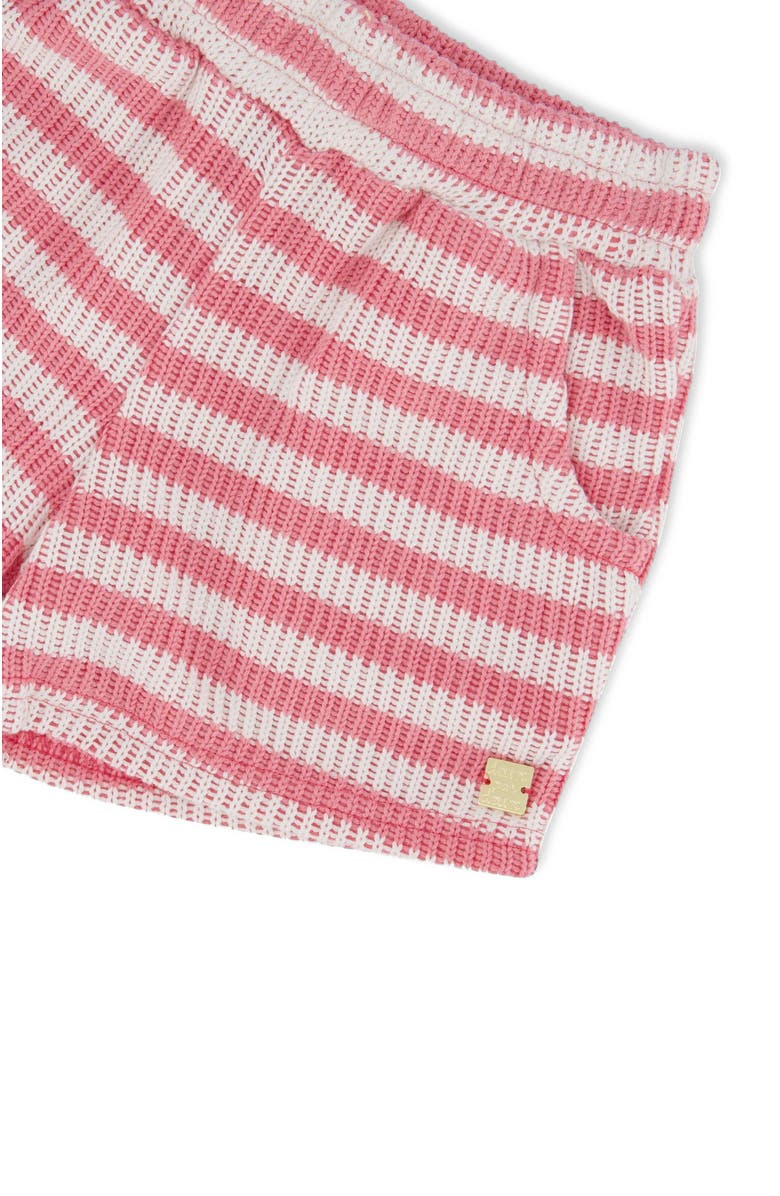 Deux par Deux Elastic Waist Scoop Pockets Striped Shorts, Alternate, color, Pink & White Stripes
