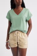 Caslon® Roll Cuff V-Neck T-Shirt