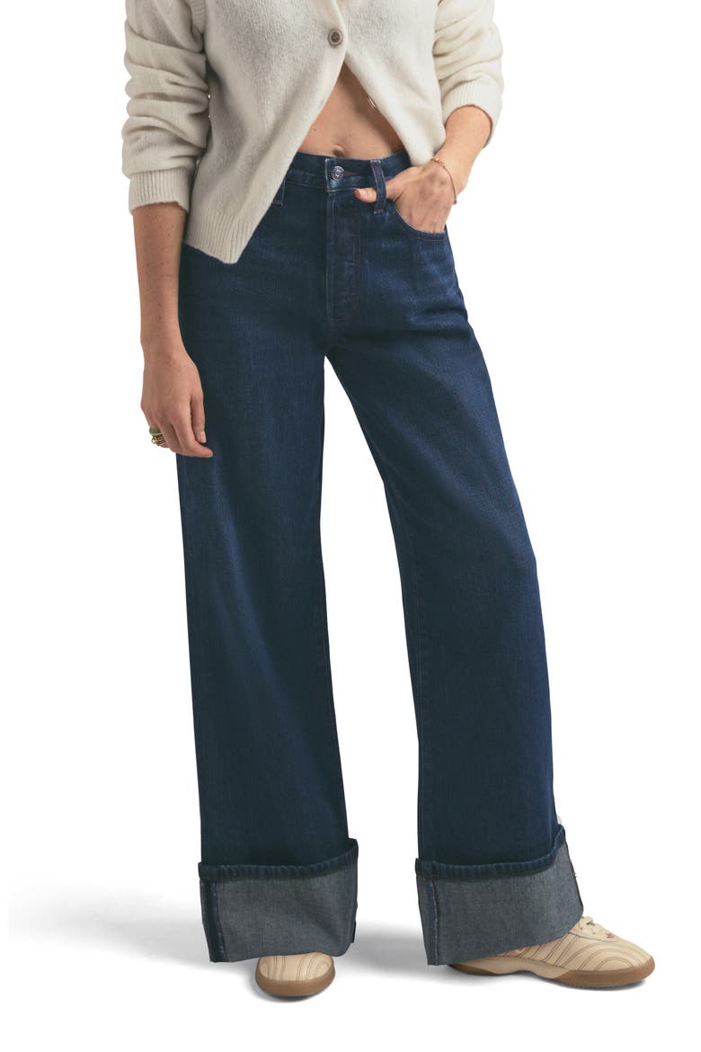 The Masha Shortie Cuffed High Waist Wide Leg Jeans, Main, color, BELMONT