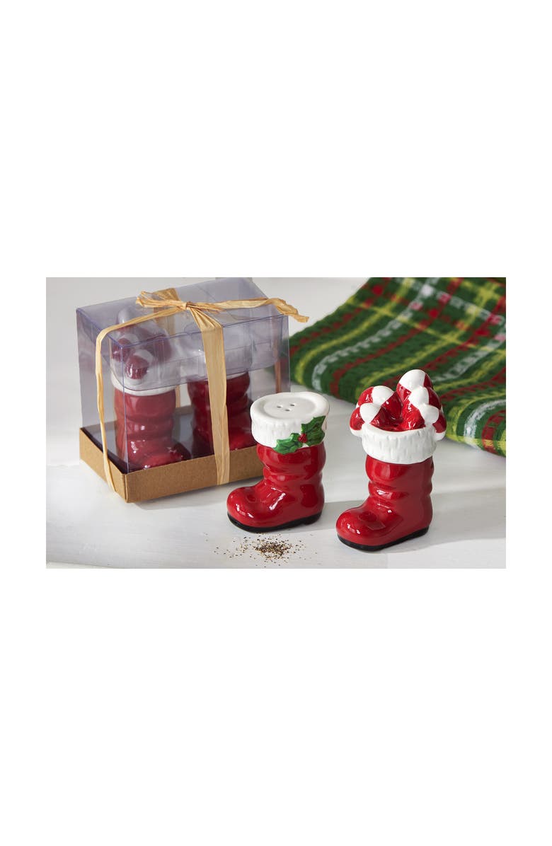 tag Santa Boots Salt and Pepper Shakers Christmas Decor Set, Alternate, color, Multicolored