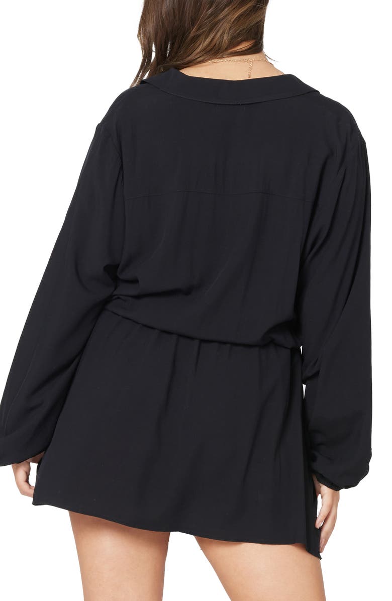 LSPACE L Space Amelia Long Sleeve Cover-Up Tunic Shirtdress, Alternate, color, Black