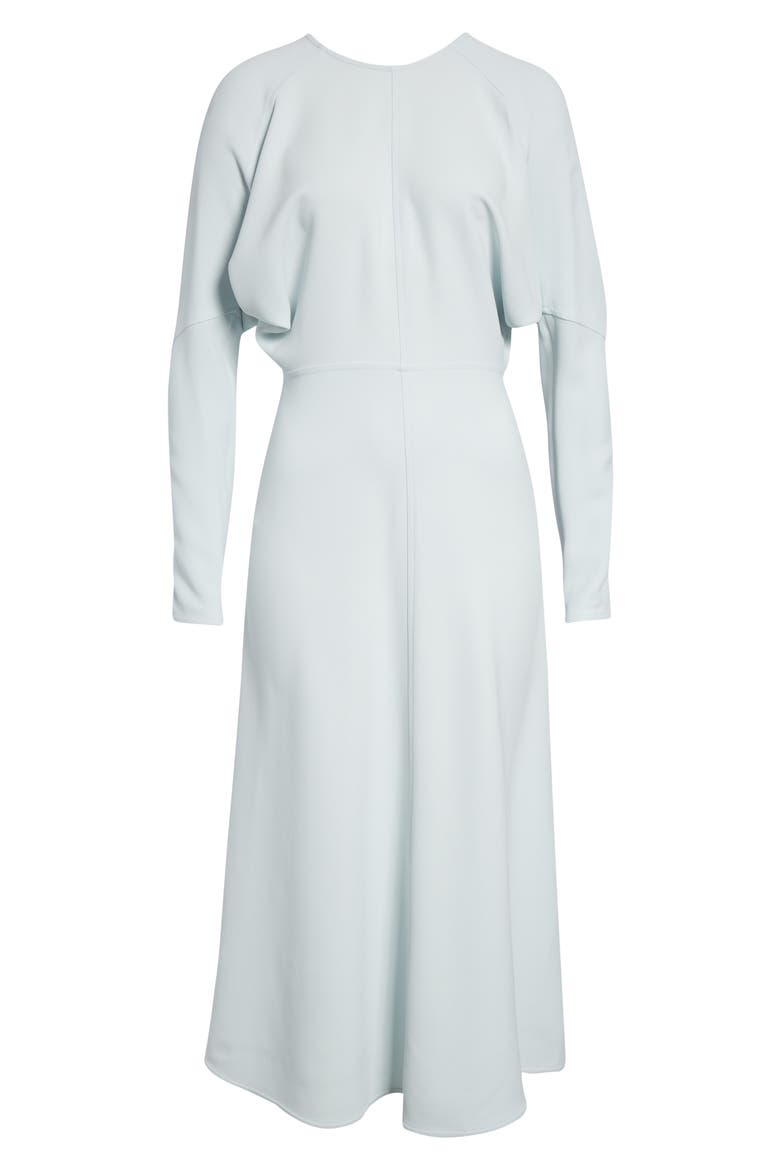 Long Sleeve Stretch Crepe Midi Dress, Alternate, color, GLACIAL BLUE