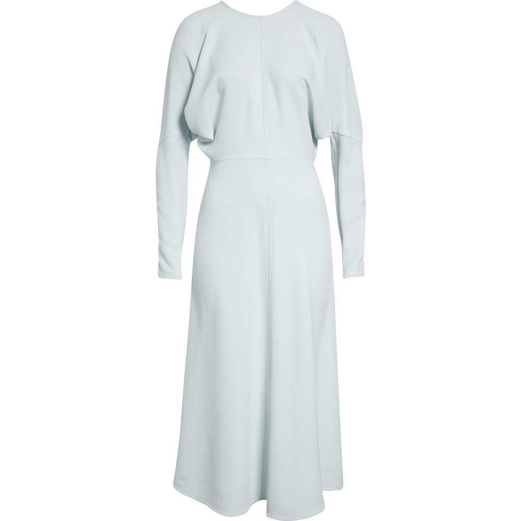 Victoria Beckham Long Sleeve Stretch Crepe Midi Dress In Blue