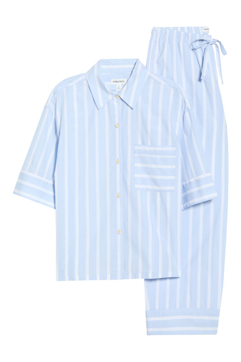 Cotton Pajamas, Alternate, color, BLUE- WHITE SIMPLE STRIPE