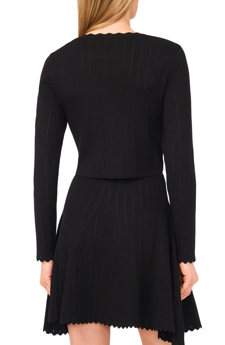 Ted Baker Rib Pointelle Cardigan, Alternate, color, Rich Black