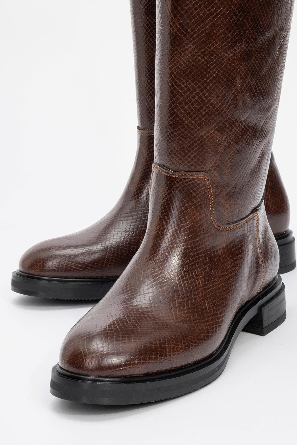 Prologue Shoes Alaska Pattern Knee High Boot, Alternate, color, Brown Pattern Faux Leather