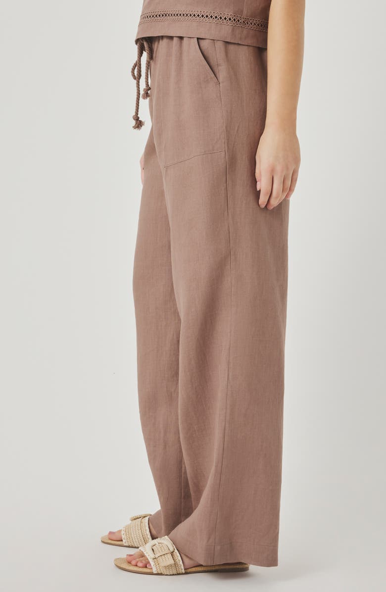 Splendid Stella Lace Inset Crop Linen Pants, Alternate, color, Wicker Beige