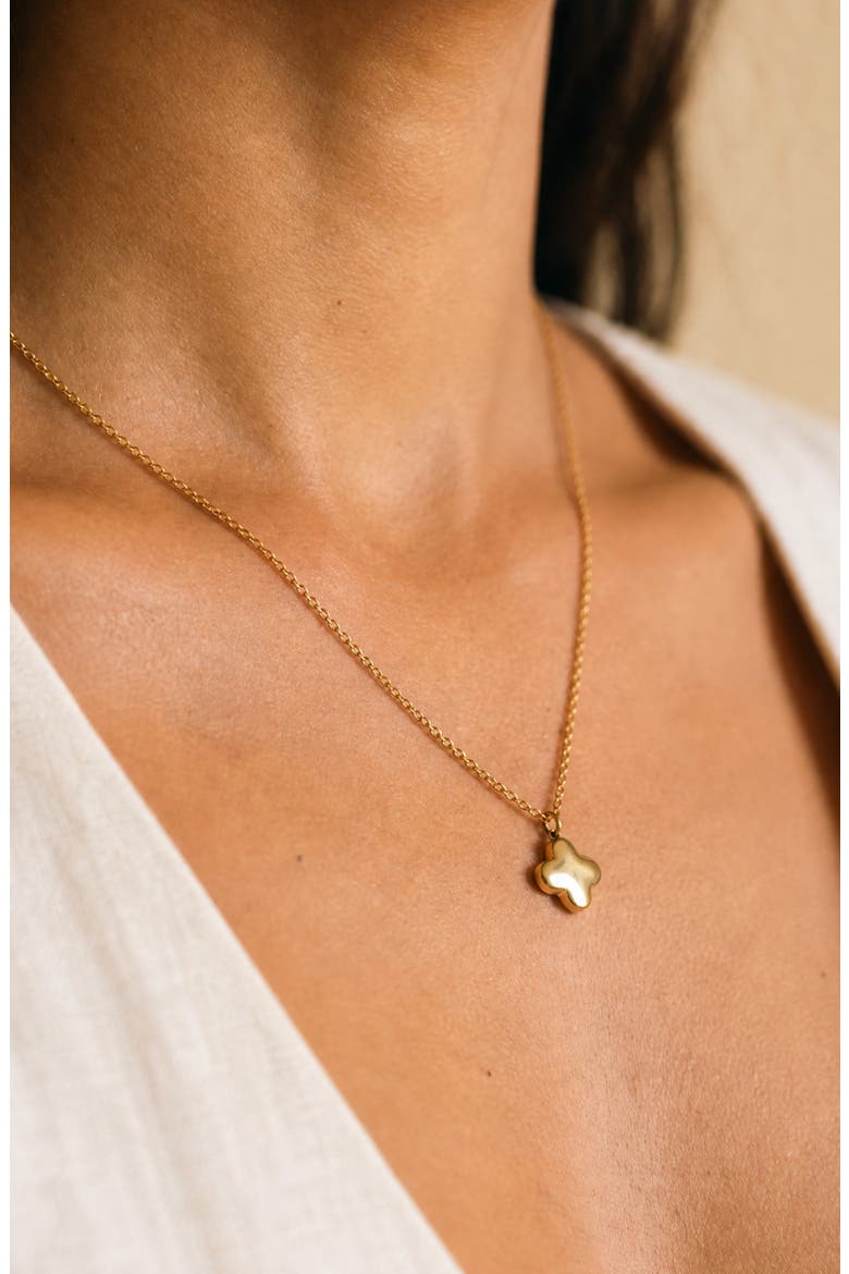 Puffy Clover Necklace, Alternate, color, GOLD