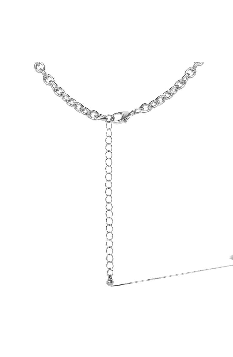 Jessica Simpson Silver-Tone Pave Crystal Heart Lock Necklace, Alternate, color, Silver