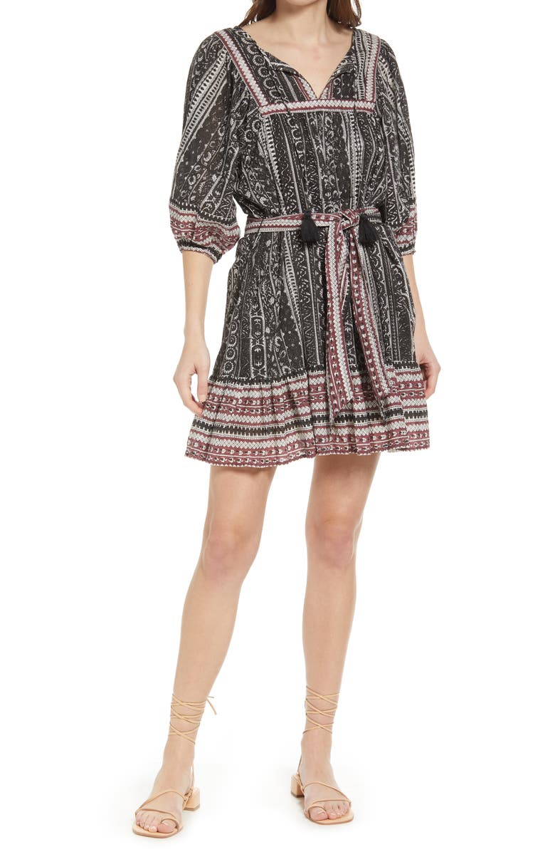 Cleobella Magdalena Tie Front Cotton Minidress, Main, color, 