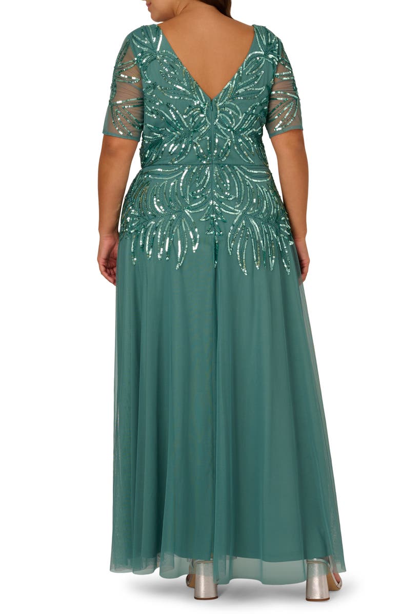 Adrianna Papell Sequin Gown, Alternate, color, Green Slate