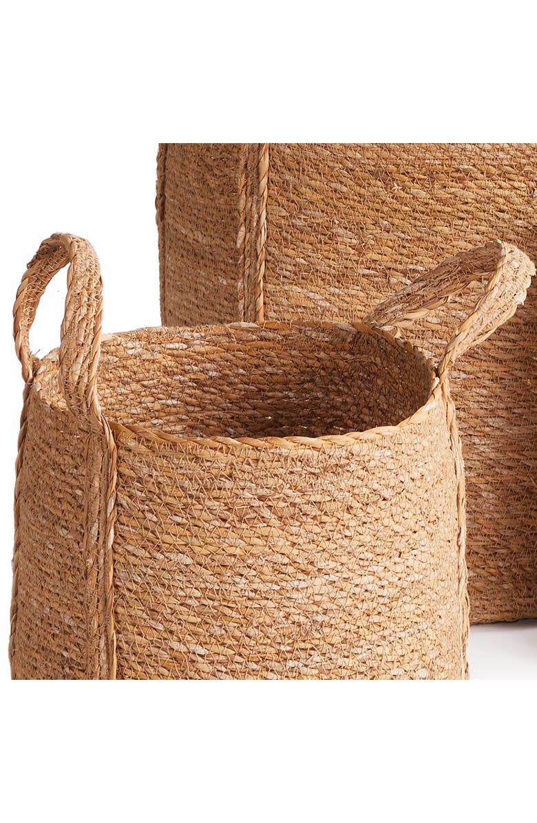 Napa Home & Garden Seagrass Round Baskets With Long Handles Set of 3, Alternate, color, Beige