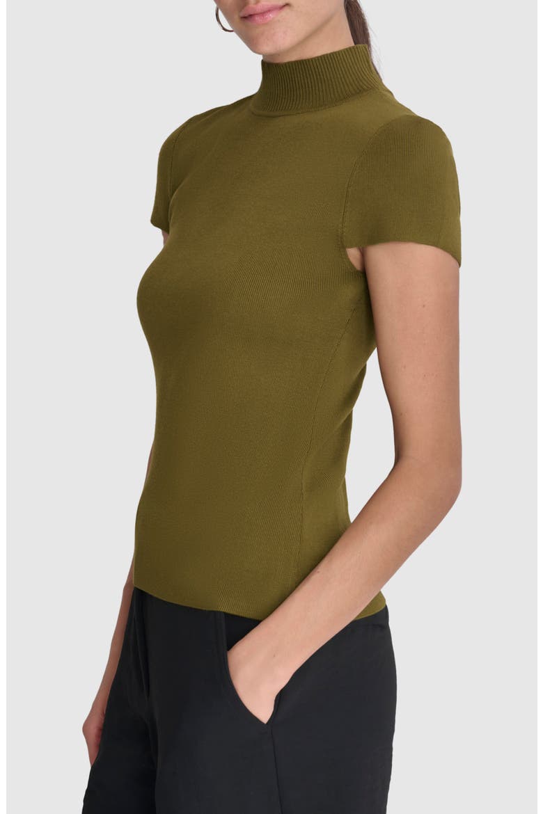 Short Sleeve Mock Neck Knit Top, Alternate, color, DARK OLIVE