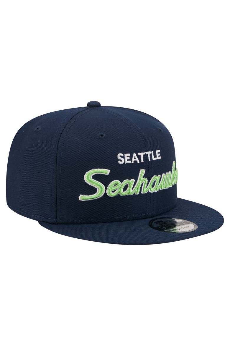 Men's New Era  College Navy Seattle Seahawks Core Team Script 9FIFTY Snapback Hat, Alternate, color, College Navy