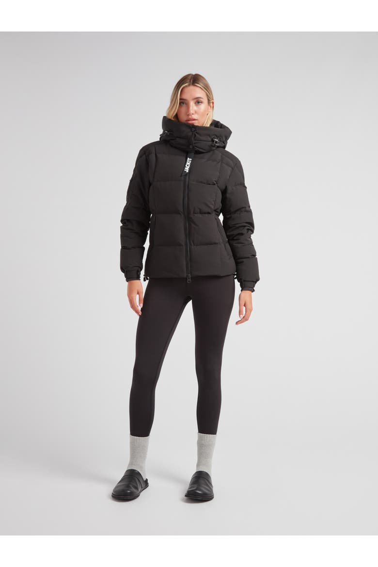 EZ Boxed Racer Hooded Puffer Coat, Alternate, color, MATT BLACK