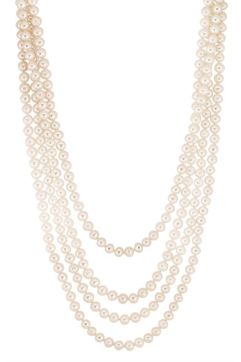 6-7mm Freshwater Pearl 100" Necklace, Main, color, WHITE