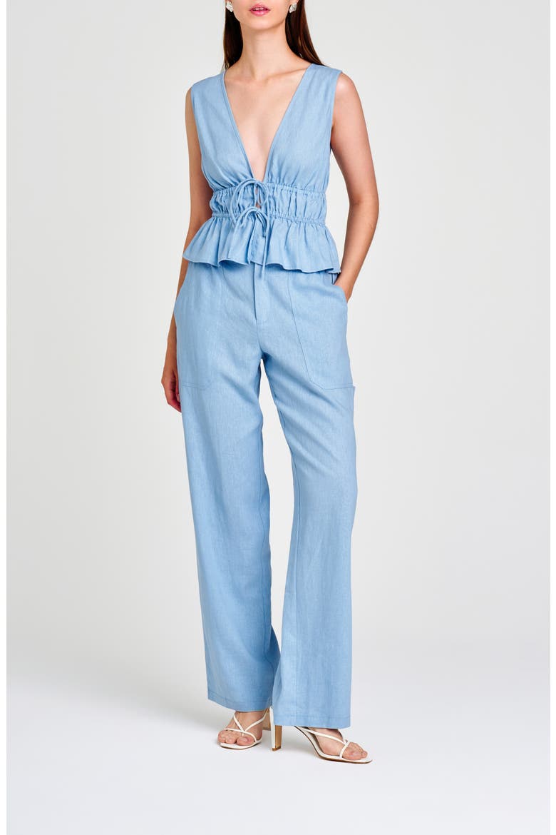 Daylight Wide Leg Linen Blend Pants, Alternate, color, DUSTY BLUE