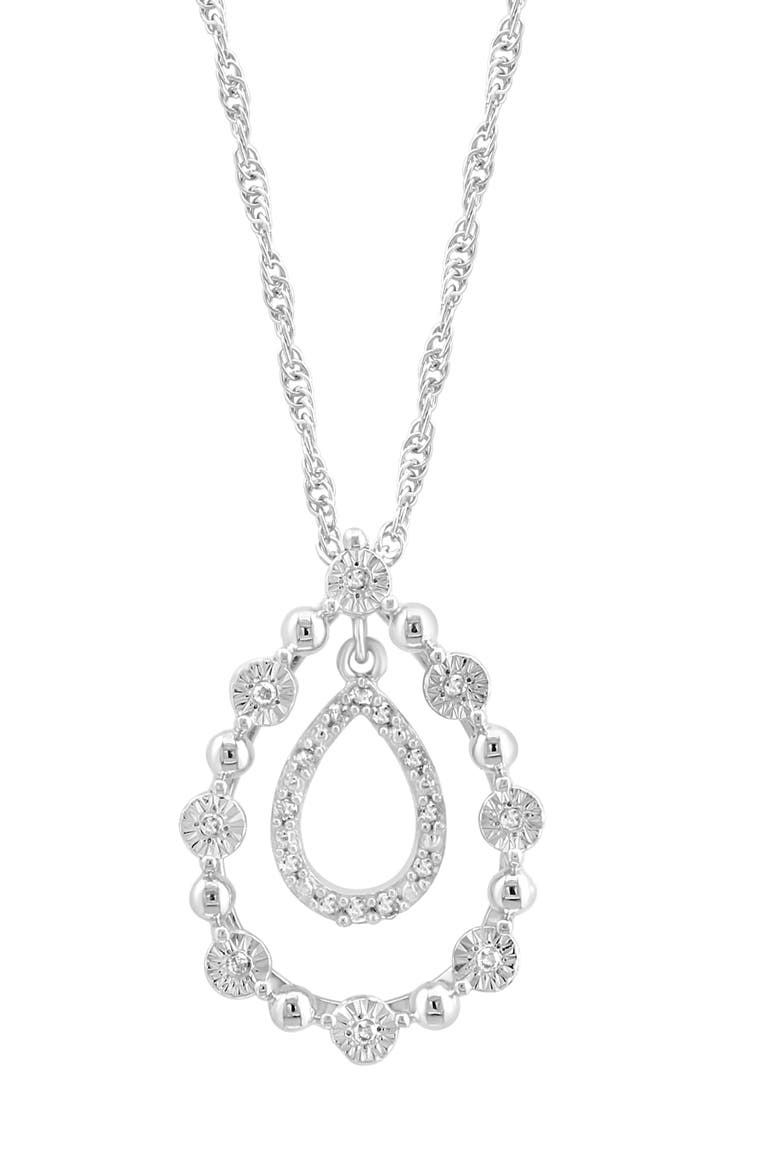 Sterling Silver Diamond Orbital Teardrop Pendant Necklace, Alternate, color, SILVER