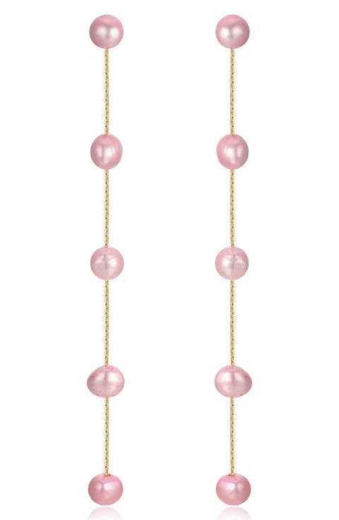 Dripping Freshwater Pearl Linear Drop Earrings