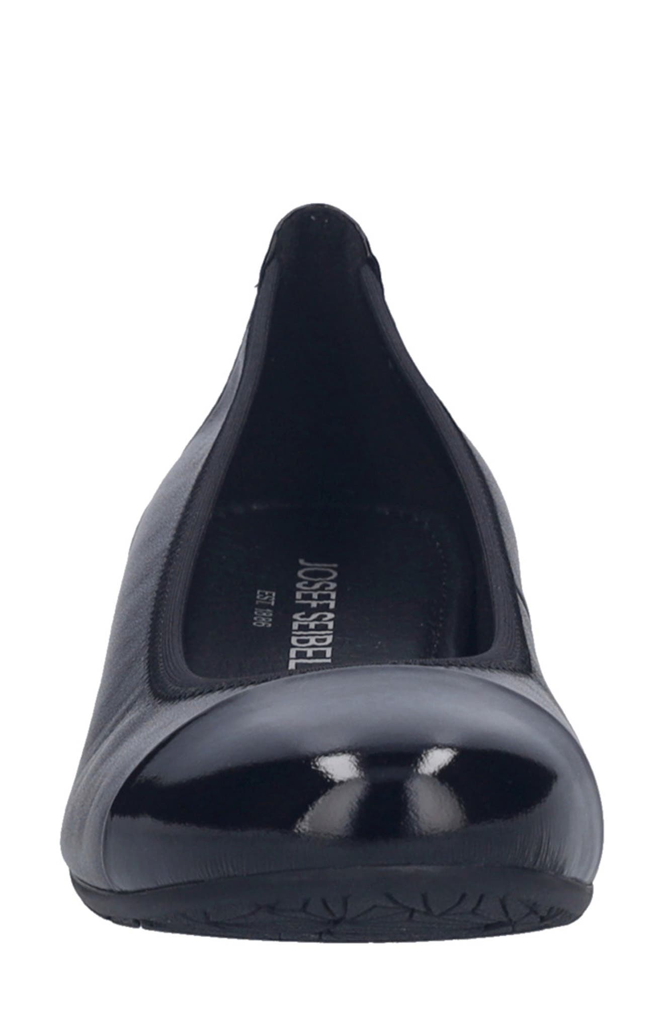 Josef Seibel Florina Cap Toe Flat, Alternate, color, Blackpat