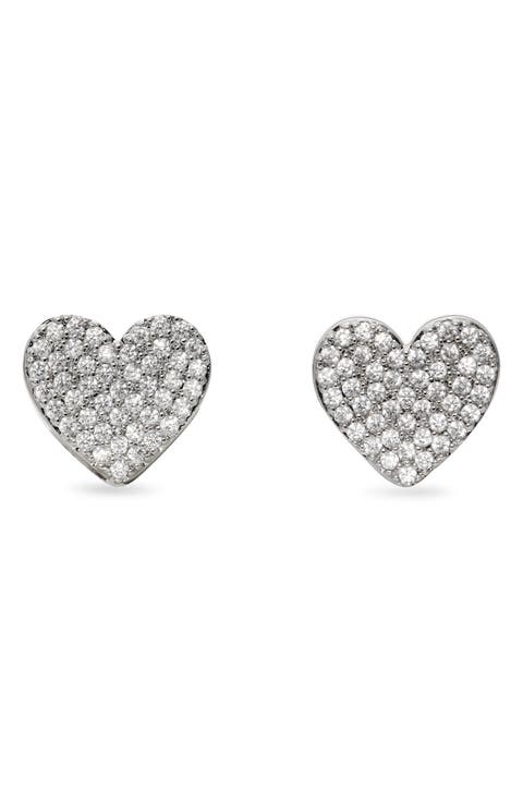 Pave Heart Stud Earrings