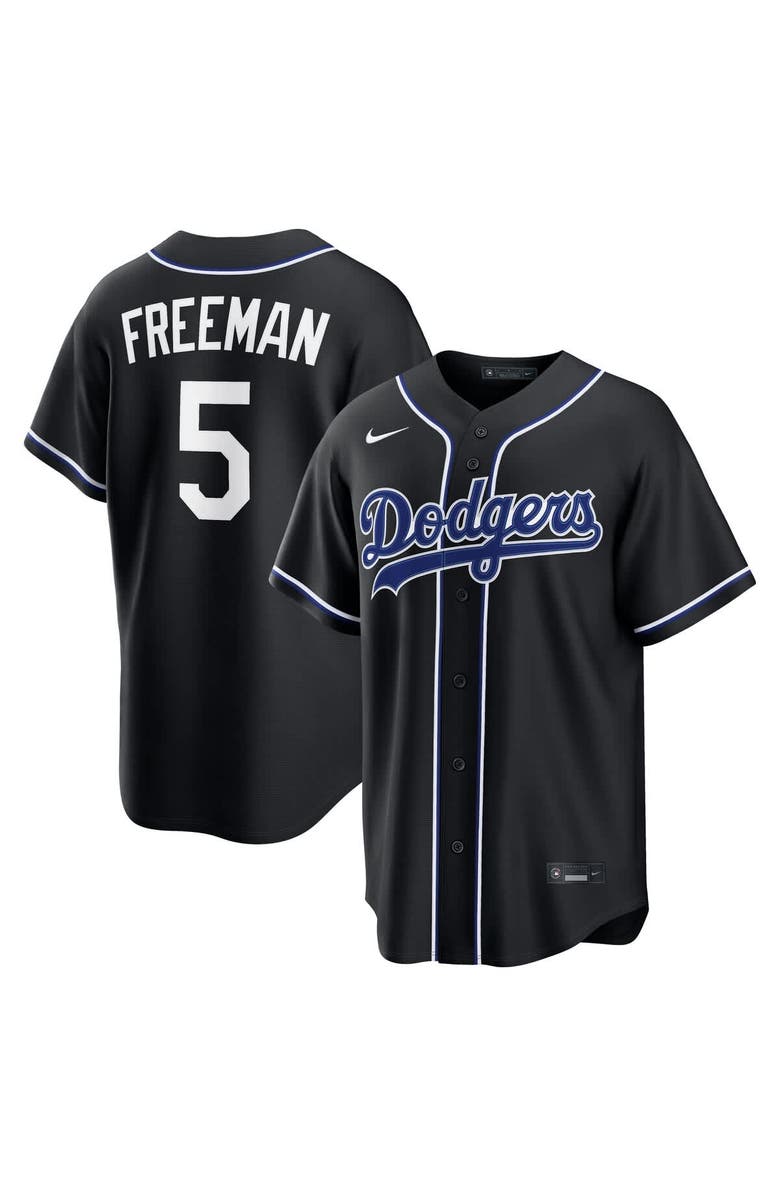 Nike Men's Nike Freddie Freeman Los Angeles Dodgers Fashion Replica Black Out Jersey, Main, color, Black
