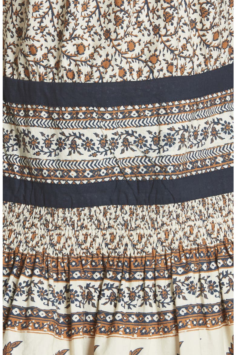 Sea Contrast Binding Print Dress, Alternate, color, CAFE
