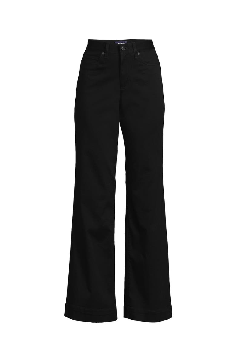 Lands' End High Rise 5 Pocket Wide Leg Chino Pants, Alternate, color, Black