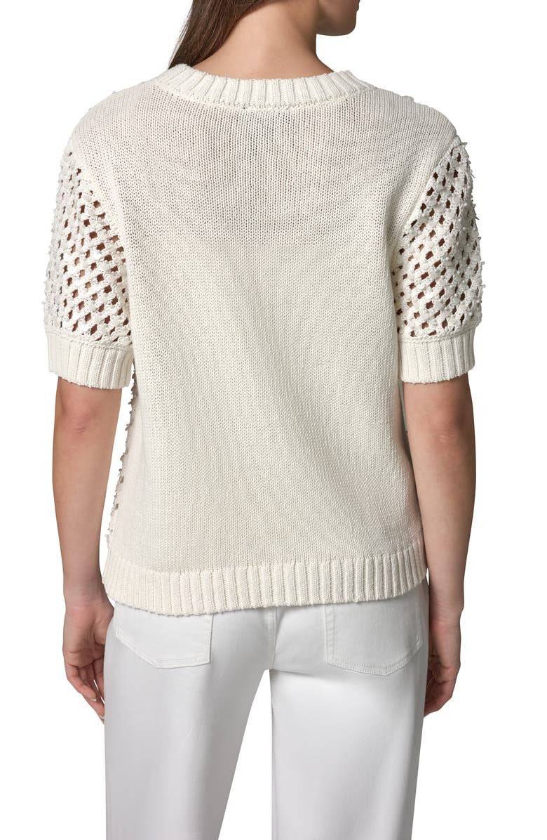 Donna Karan New York Pearl Detail Short Sleeve Sweater, Alternate, color, 