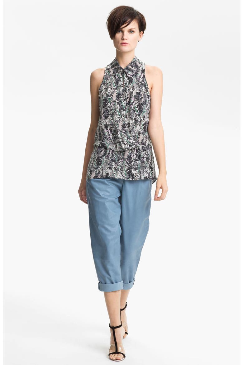 Cuffed Baggy Leather Pants, Alternate, color, PERI BLUE