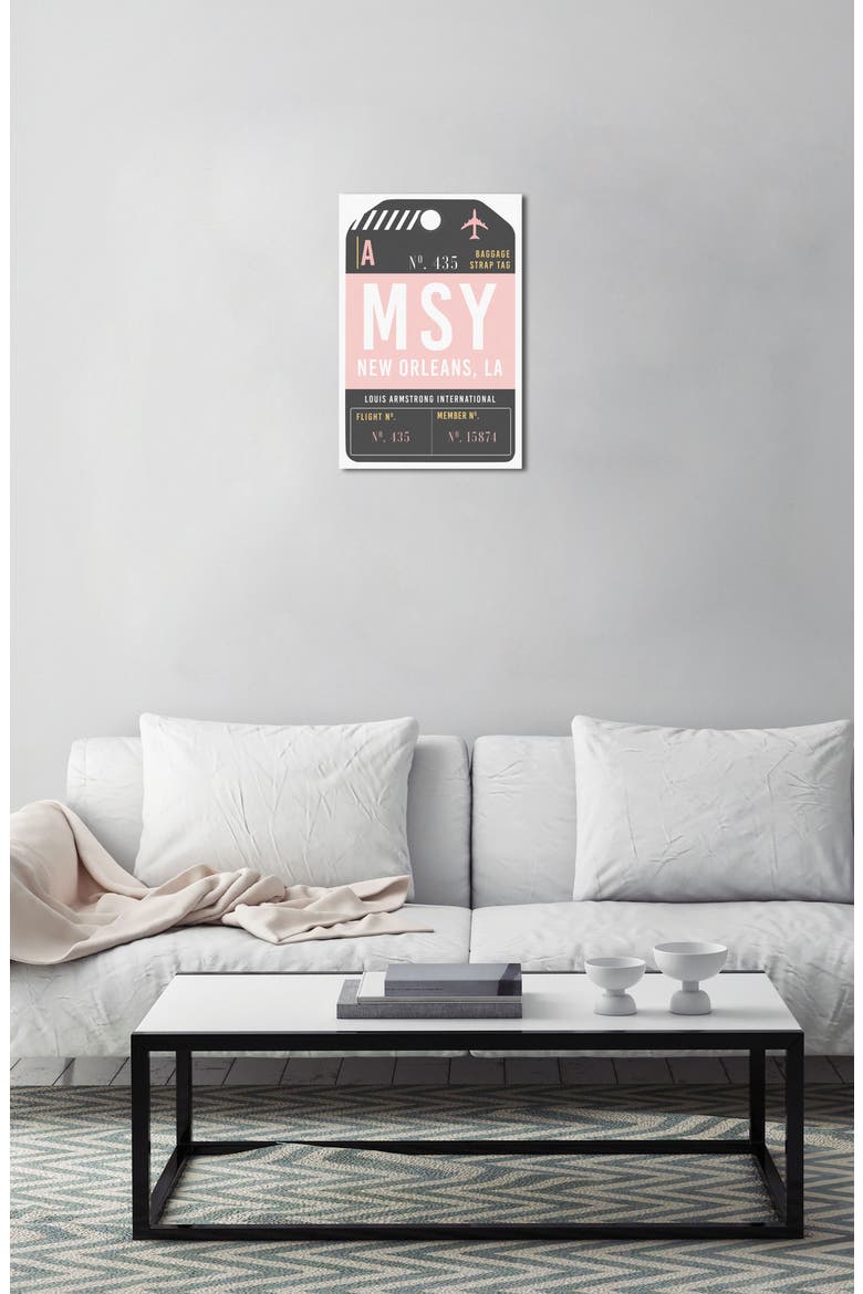 New Orleans Luggage Tag Wall Art, Alternate, color, PINK
