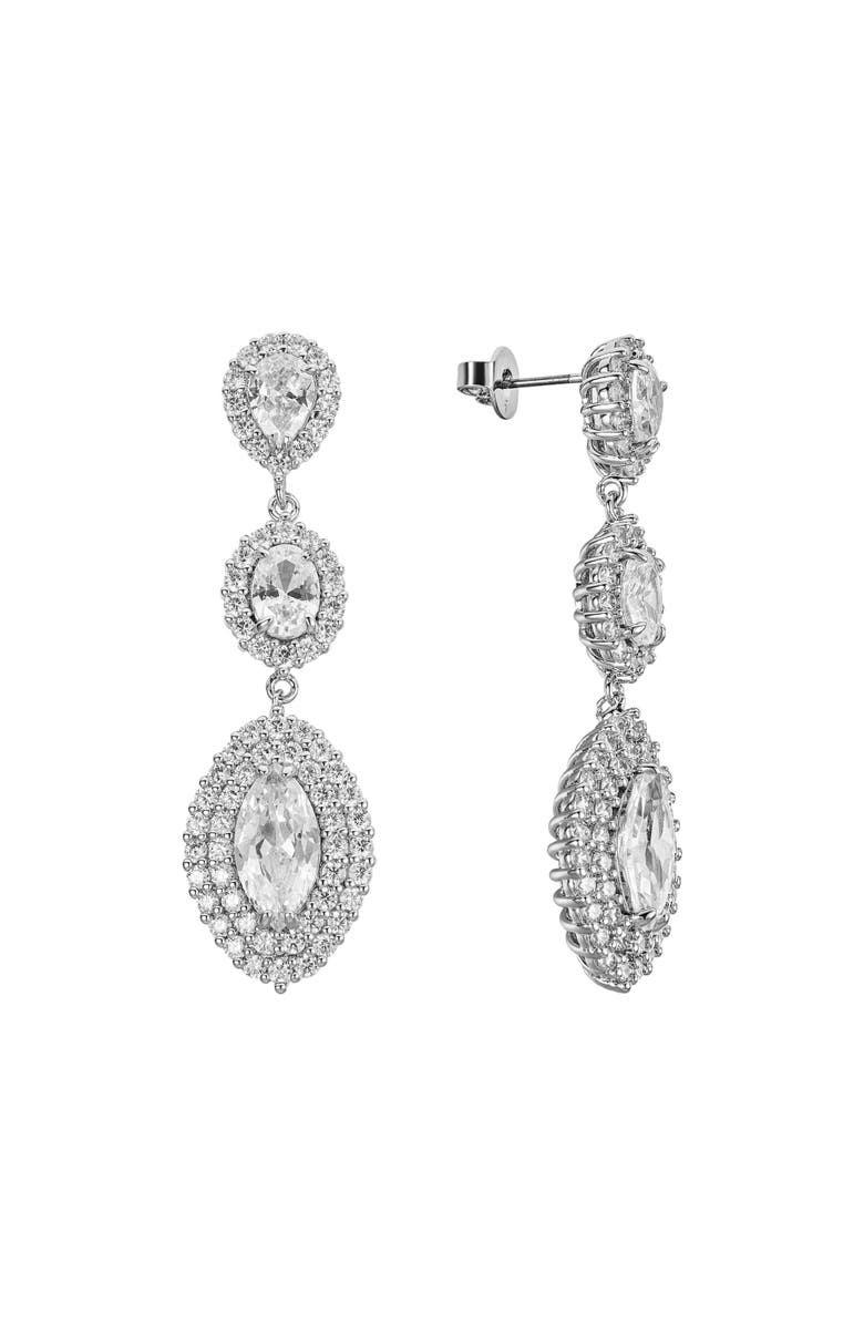 Untamed Petals Annette Crystal Drop Earrings, Main, color, Silver