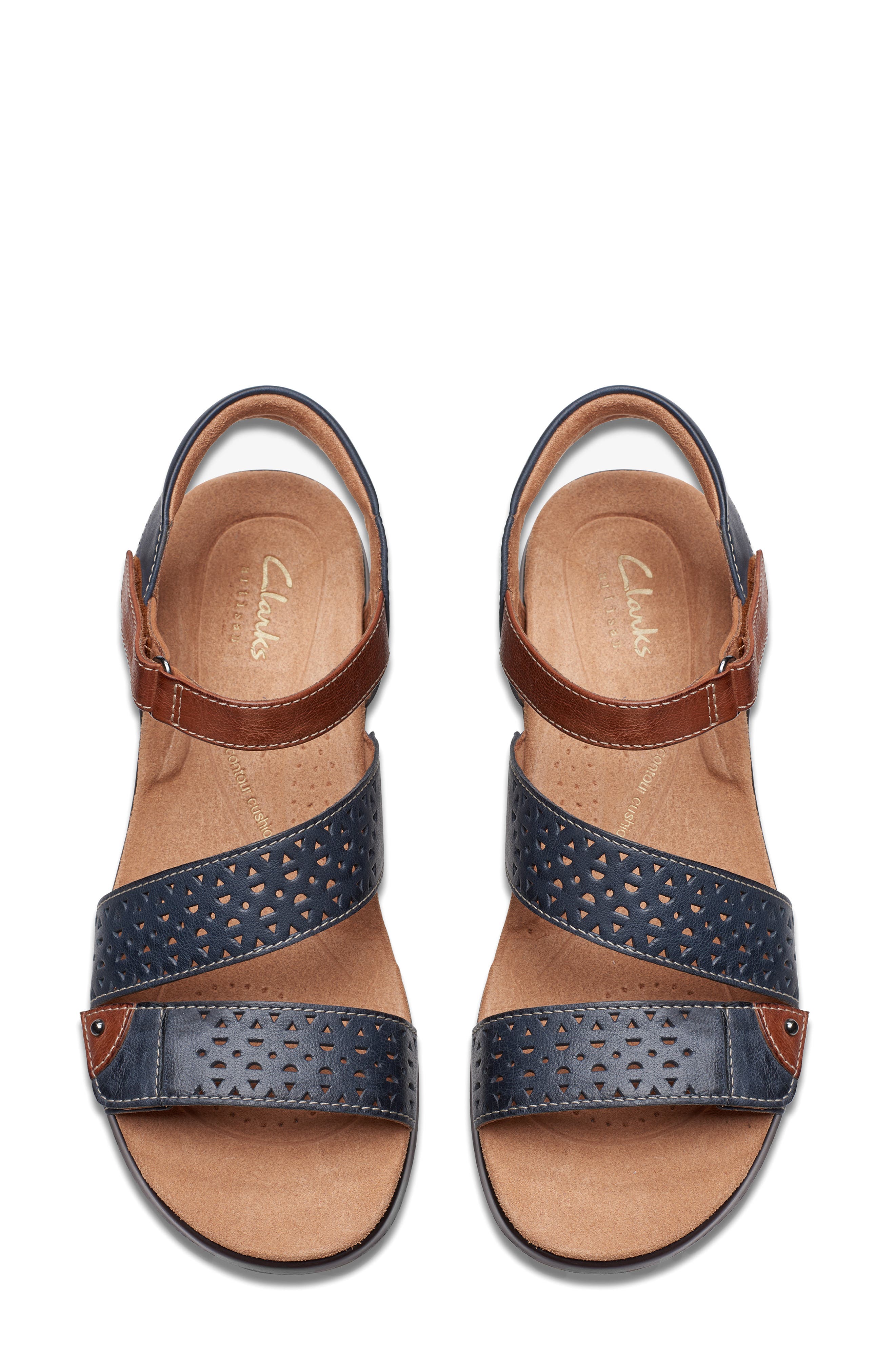 Clarks<sup>®</sup> Kilty Way Sandal, Alternate, color, Navy Leather