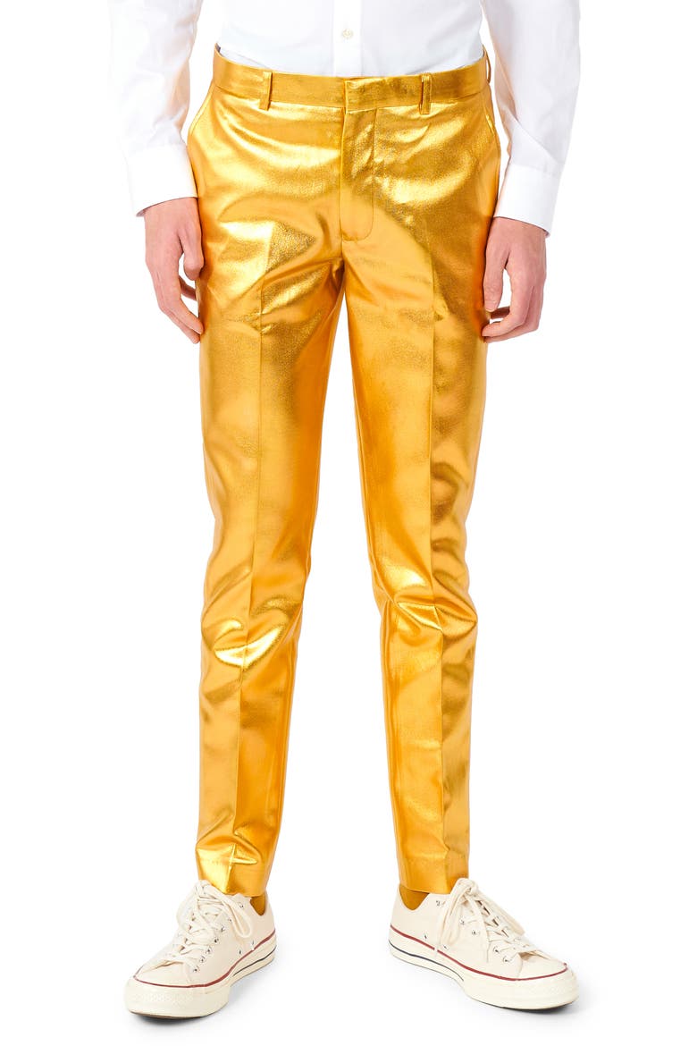 Kids' Groovy Golden Metallic Two-Piece Suit & Tie, Alternate, color, GOLD