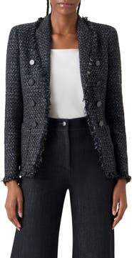 Akris punto Fringe Cotton Blend Tweed Cutaway Jacket