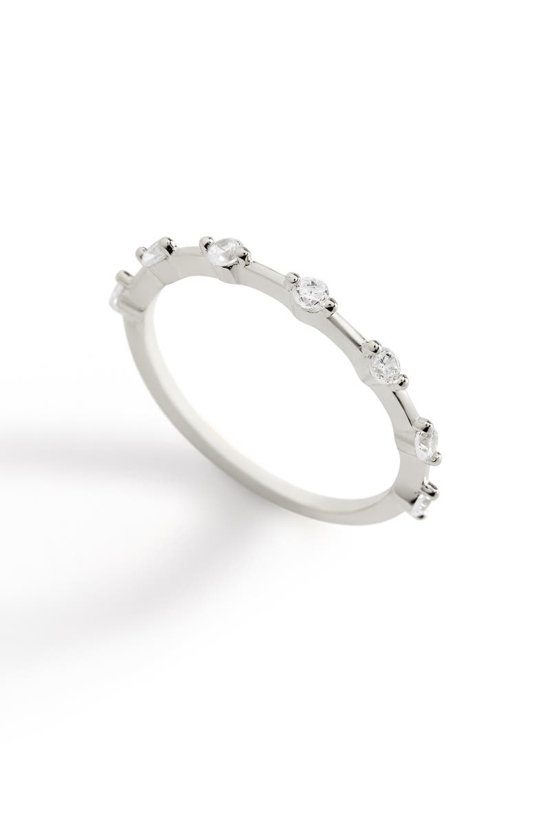 Mint & Lily Ultra Thin Floating Eternity Band, Main, color, Sterling Silver