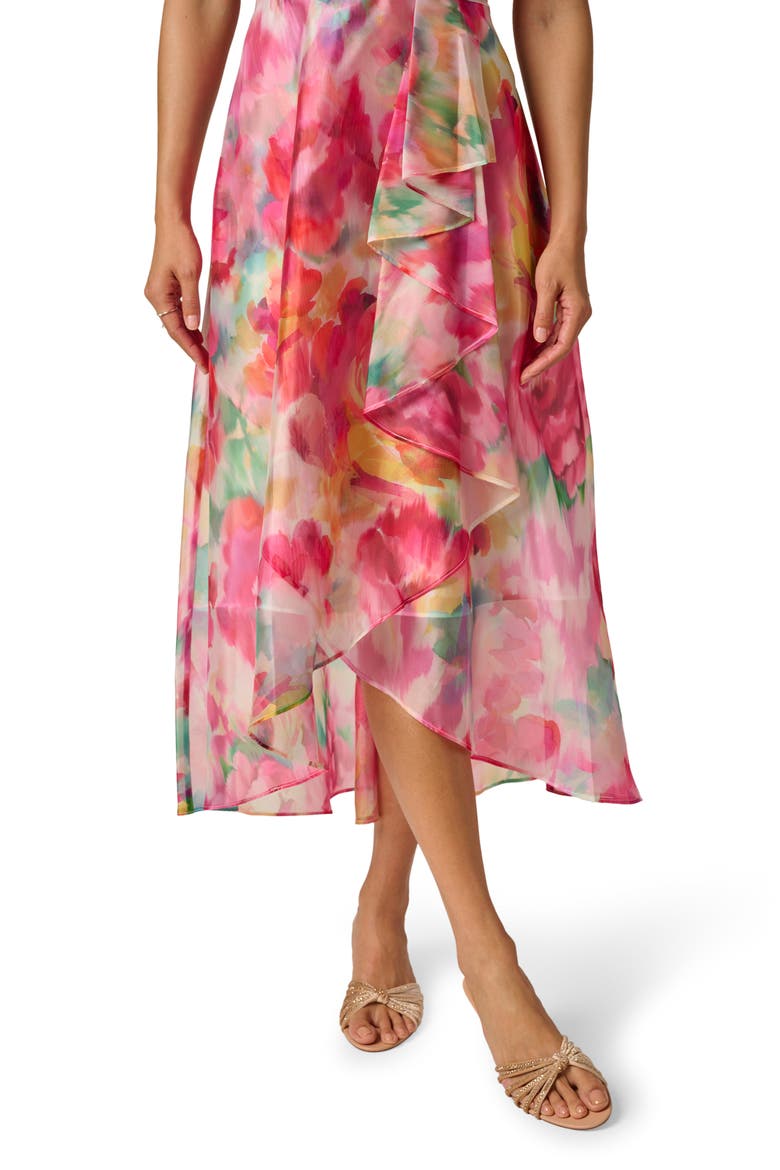 Floral Print One-Shoulder High/Low Cocktail Dress, Alternate, color, IVORY MULTI