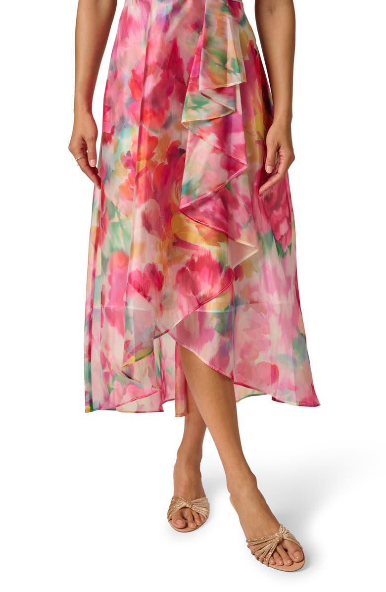 Adrianna Papell Floral Print One-Shoulder High/Low Cocktail Dress, Alternate, color, Ivory Multi