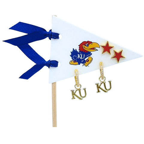 Kansas University  Pennant Pair Earring Set