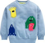 Mini Boden Kids' Monster Bouclé Appliqué Sweatshirt