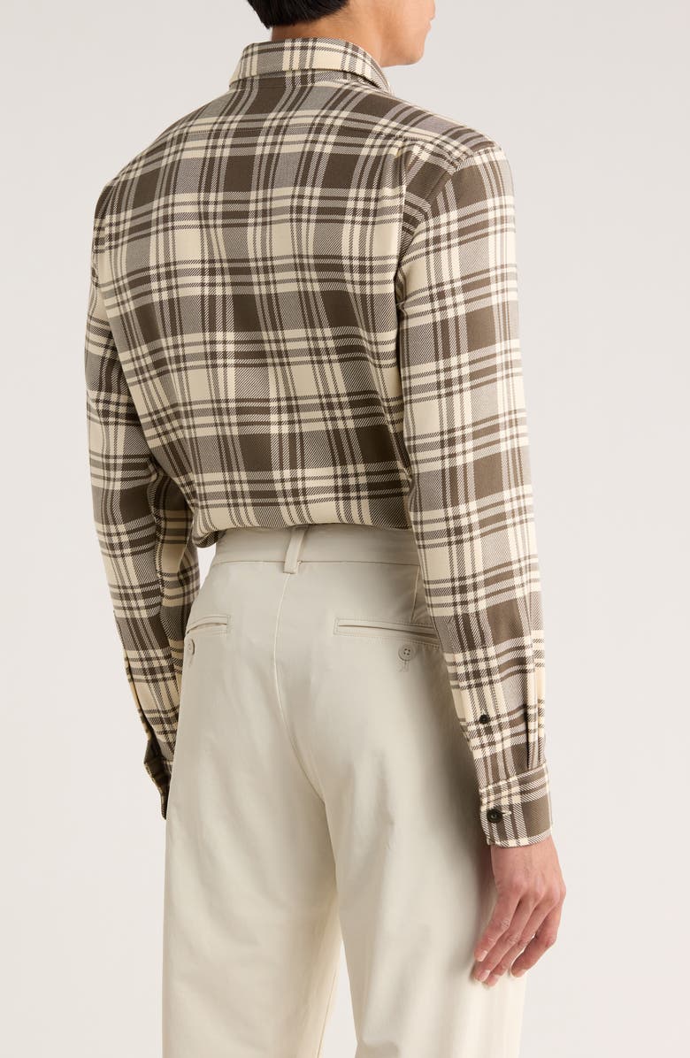 Ralph Lauren Purple Label Plaid Cotton Button-Up Shirt, Alternate, color, Thicket Moss/ Cream